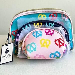 Clementine & Jane Set of 3 Pretzel Travel Cosmetics & Accessories Bags New!!